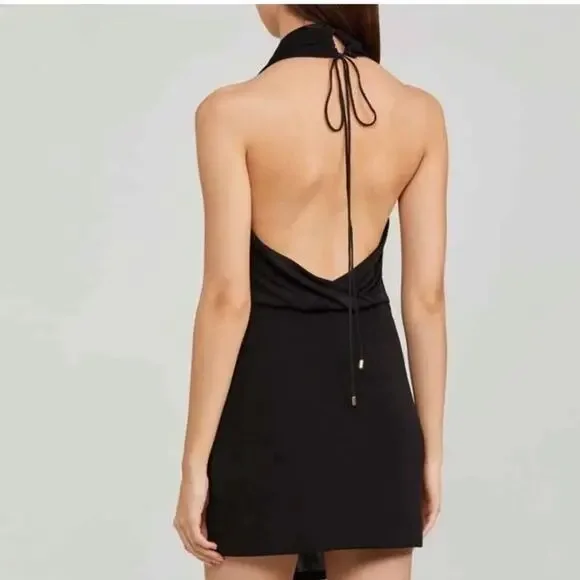 Significant Other Black Halter Dress Low Back Deep V New Year’s  Size 8 - Picture 3 of 9